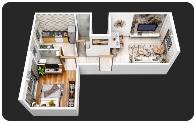Floor plan of 1 BHK 430 Sq. Ft. Apartment in Sumukha Imperial Heights, Mumbai