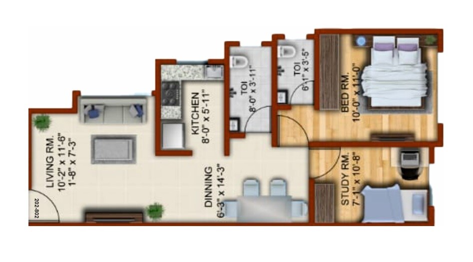Floor plan of 1 BHK 419 Sq. Ft. Apartment in Sumukha Sona Heights, Mumbai