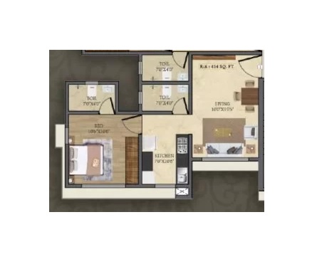 1 BHK 414 Sq. Ft. Apartment in Sun Sumit Yashodhan