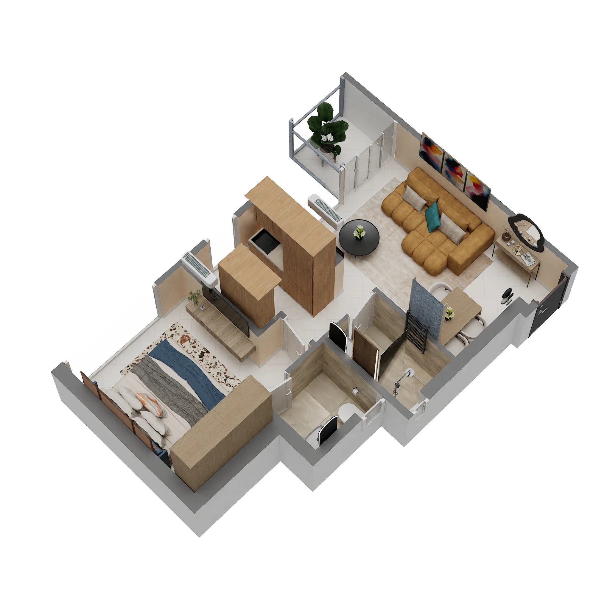 Floor plan of 1 BHK 426 Sq. Ft. Apartment in Sunbeam Heights, Mumbai
