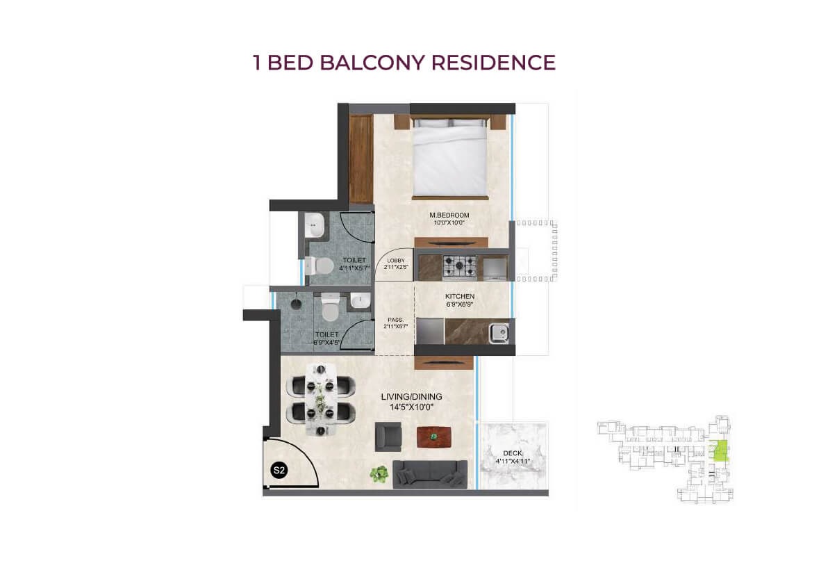 1 BHK 425 Sq. Ft. Apartment in Sunbeam Heights