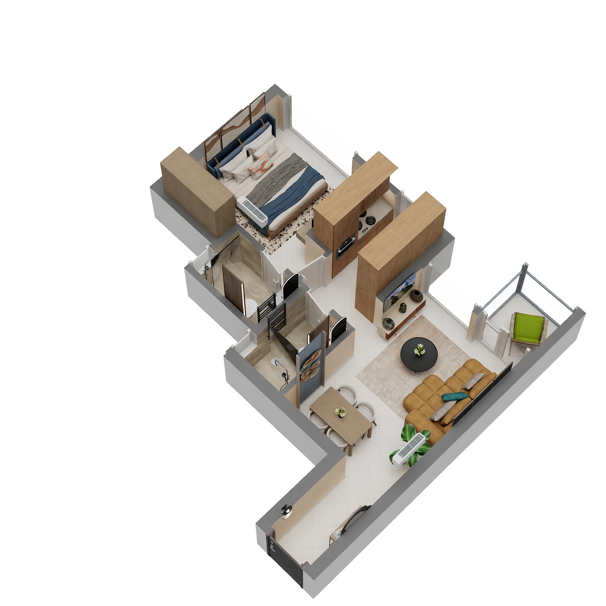 Floor plan of 1 BHK 438 Sq. Ft. Apartment in Sunbeam Heights, Mumbai