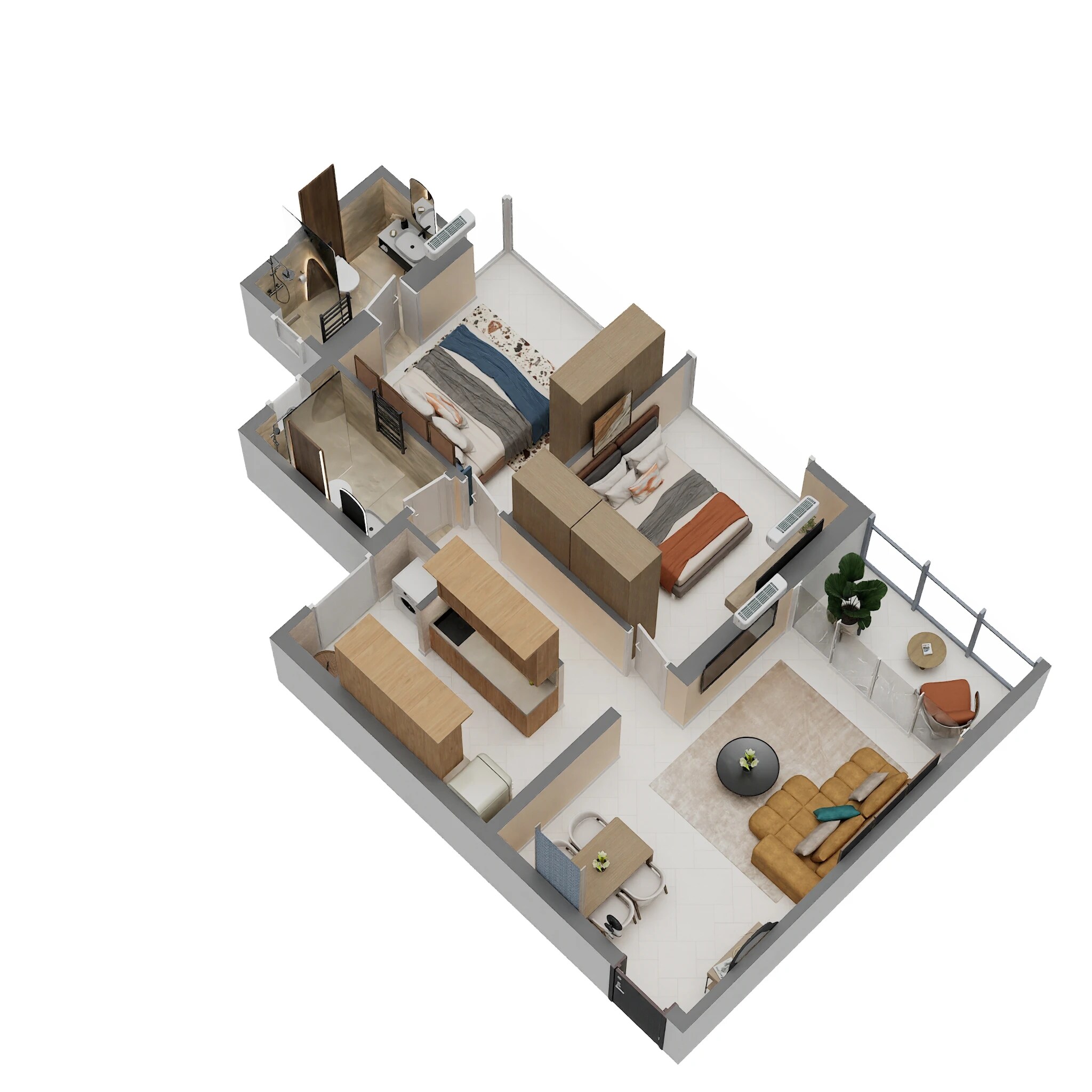 Floor plan of 2 BHK 653 Sq. Ft. Apartment in Sunbeam Heights, Mumbai