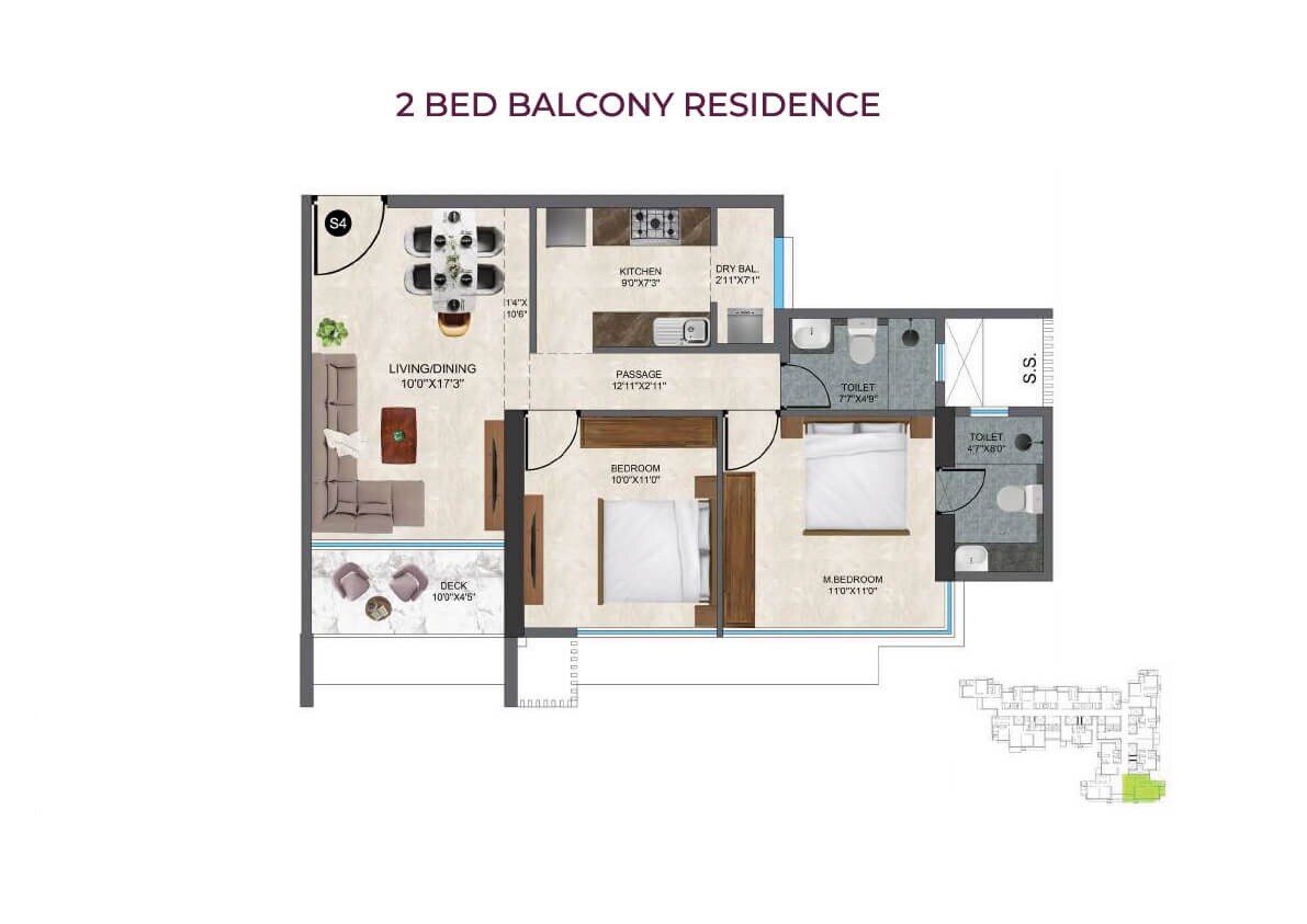 2 BHK 653 Sq. Ft. Apartment
