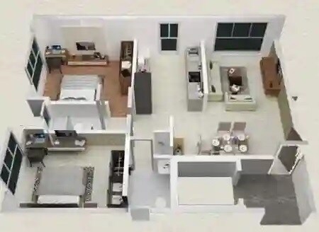 Floor plan of 2 BHK 655 Sq. Ft. Apartment in Sunshine Sigma Onyx, Mumbai