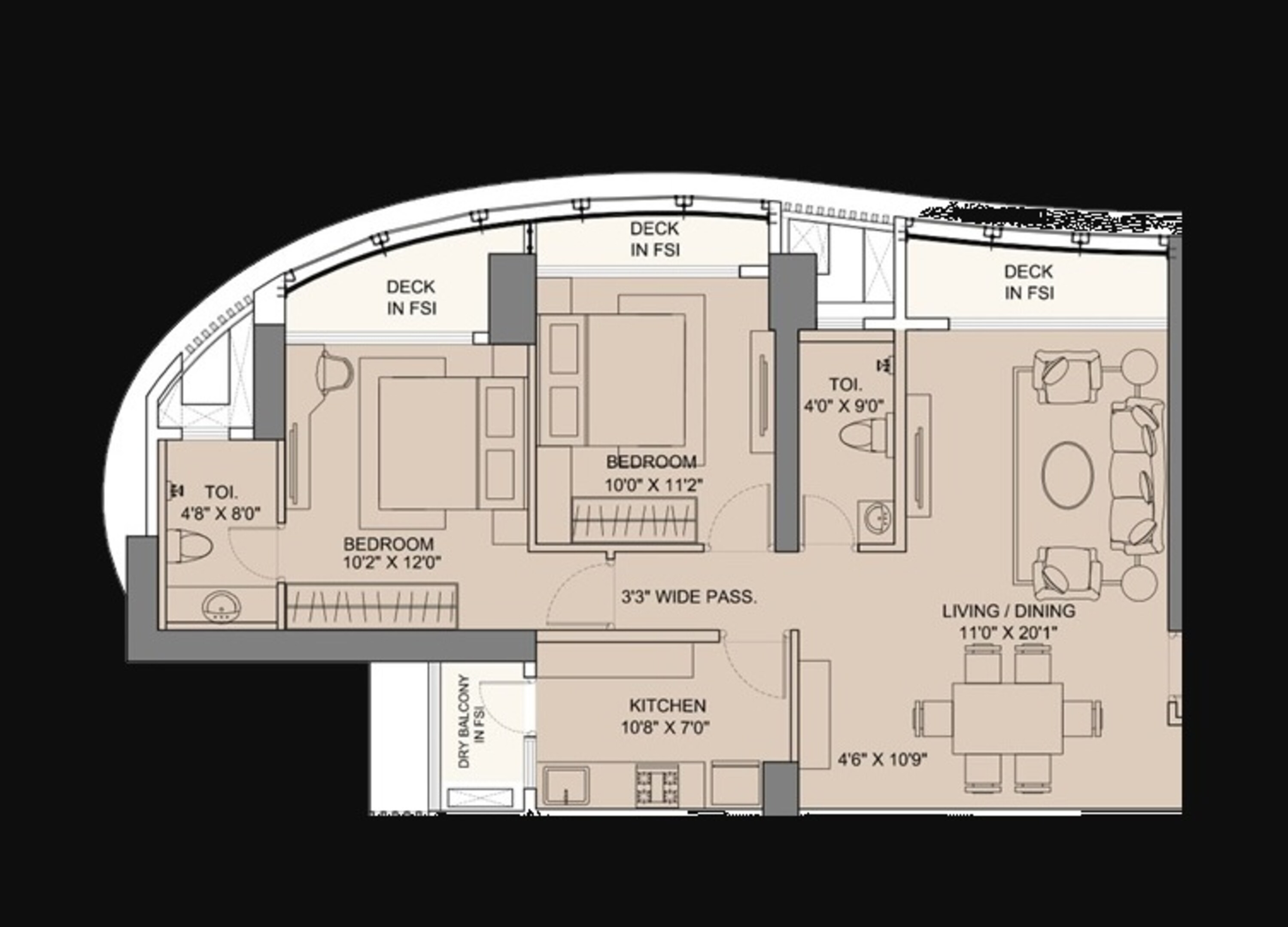 sunteck avenue 2 apartment 2 bhk 889sqft 20233229163246