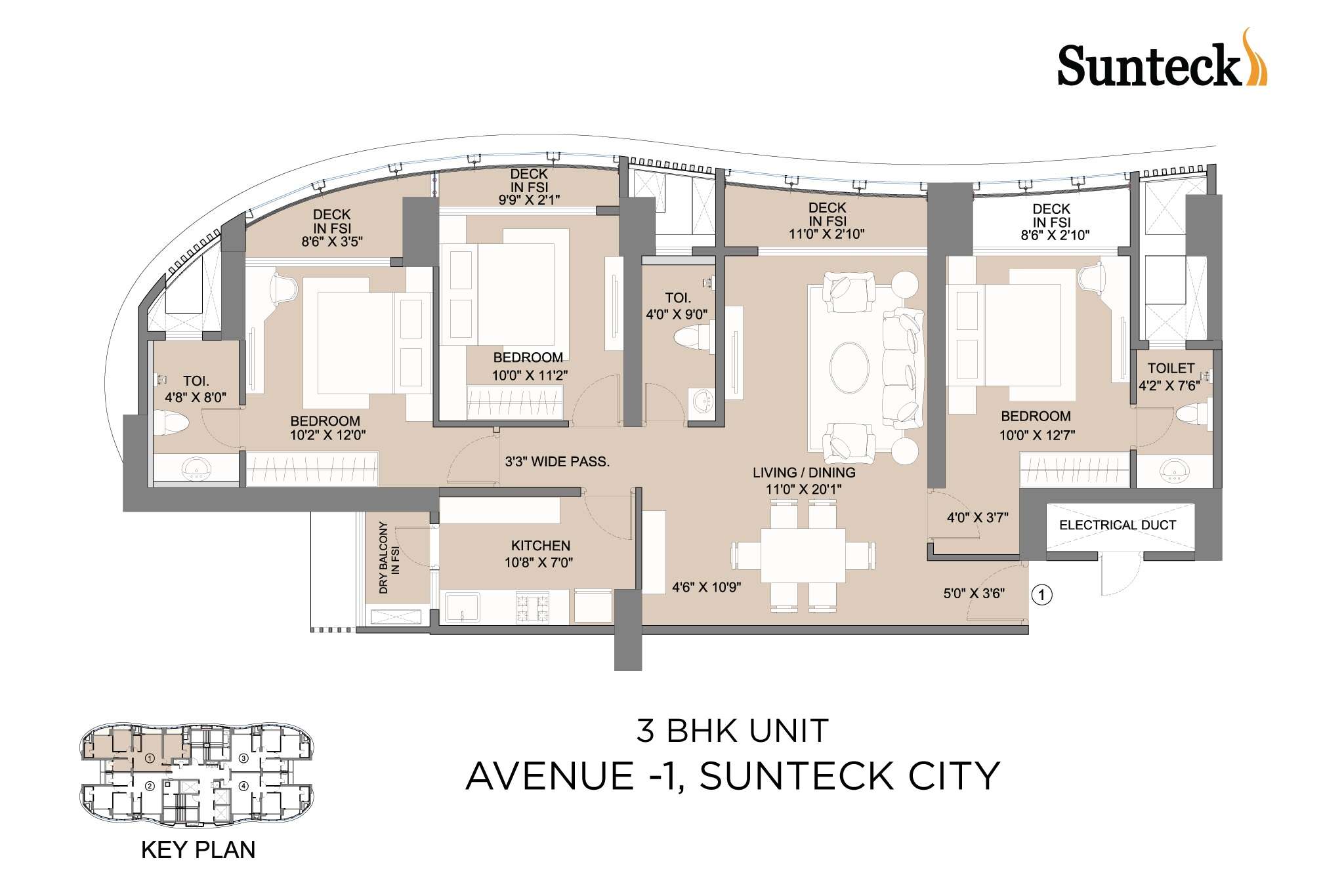 sunteck city avenue 1 apartment 3 bhk 965sqft 20224310114315
