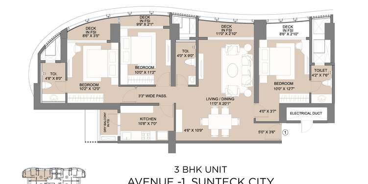 sunteck city avenue 1 apartment 3 bhk 965sqft 20224310114315
