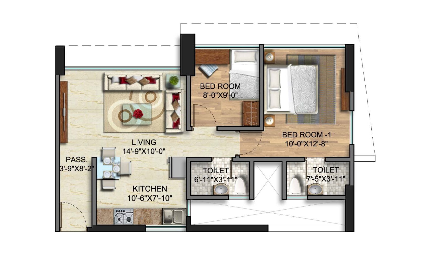  2 BHK Apartment at Sunteck City Avenue 2, Goregaon West – for Rent