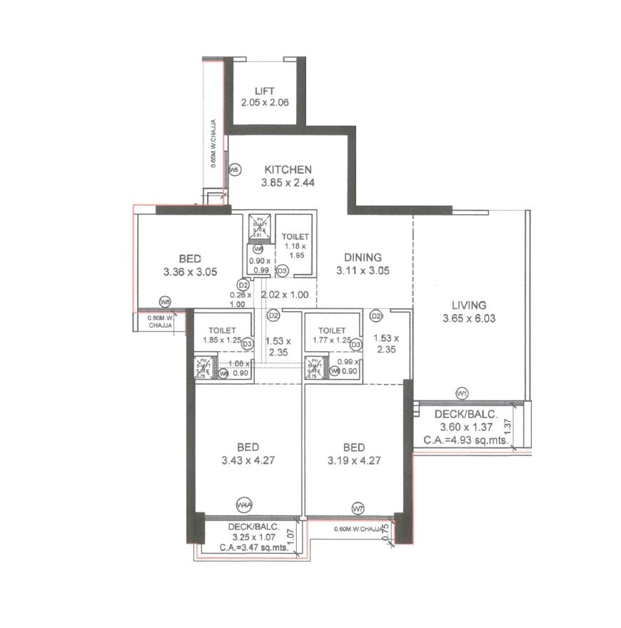 3 BHK 1300 Sq. Ft. Apartment