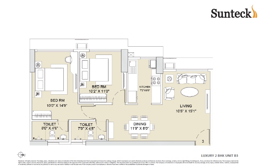 sunteck whatacity apartment 2bhk 1088sqft 1