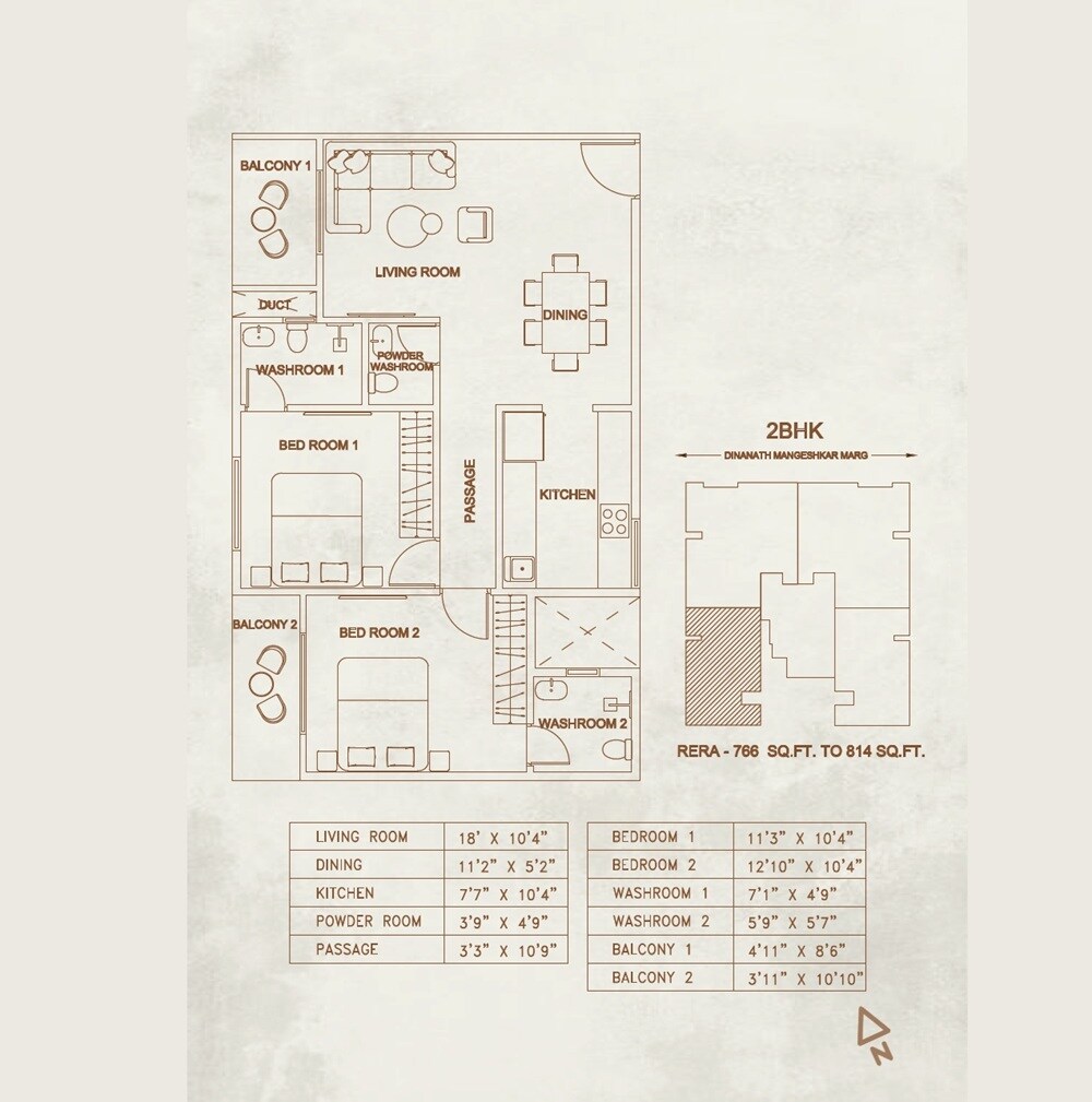 2 BHK 776 Sq. Ft. Apartment
