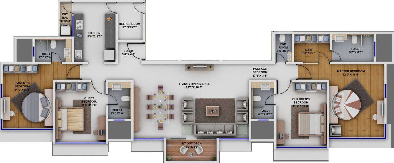 4 BHK 1691 Sq. Ft. Apartment in Supreme 19
