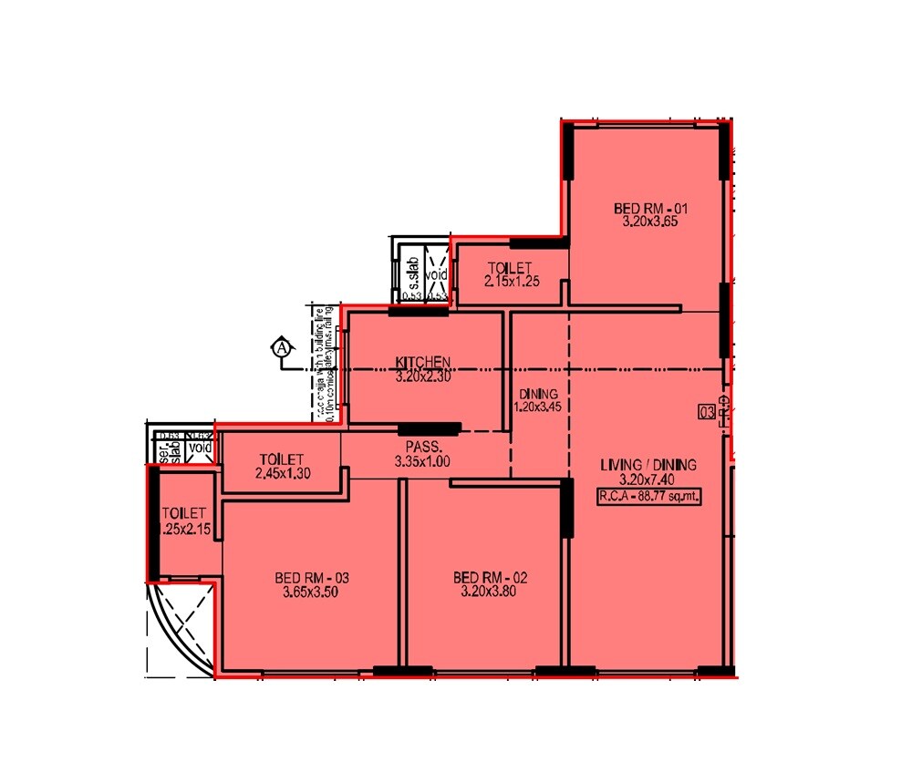 3 BHK 956 Sq. Ft. Apartment
