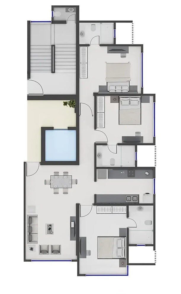 Floor plan of 3 BHK 1140 Sq. Ft. Apartment in Supreme Melange, Mumbai