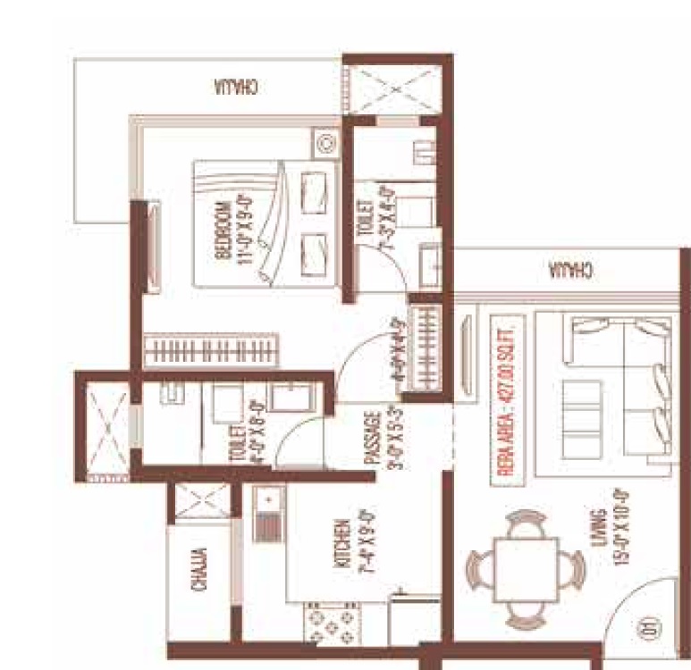 1 BHK 427 Sq. Ft. Apartment in Suraj Emmanuel