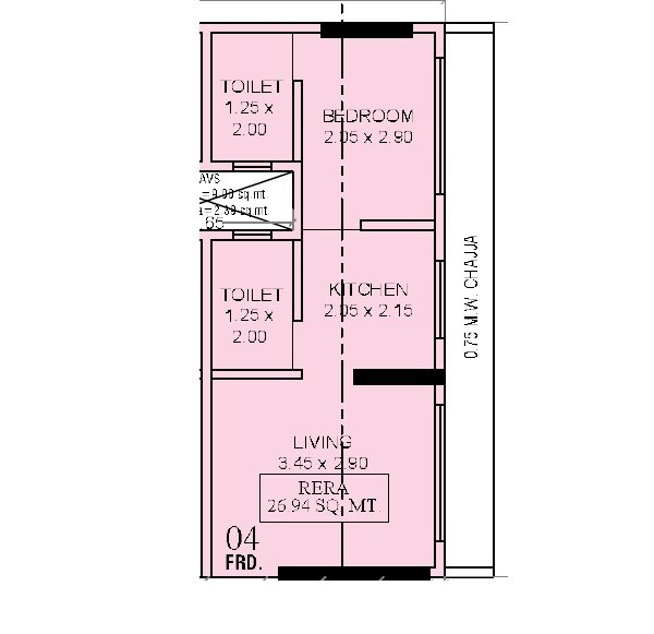 Floor plan of 1 BHK 290 Sq. Ft. Apartment in Surbhi Rijin Enclave, Mumbai