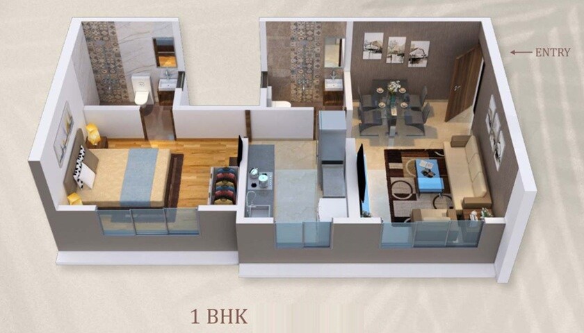 1 BHK 373 Sq. Ft. Apartment