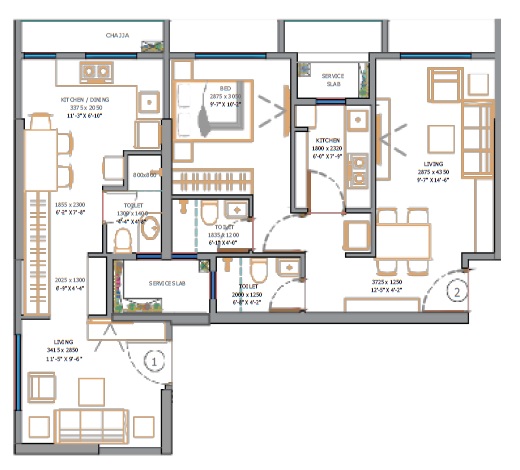 1 BHK 427 Sq. Ft. Apartment in Sushanku Avenue 36