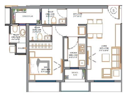 Floor plan of 1 BHK 439 Sq. Ft. Apartment in Sushanku Avenue 36, Mumbai