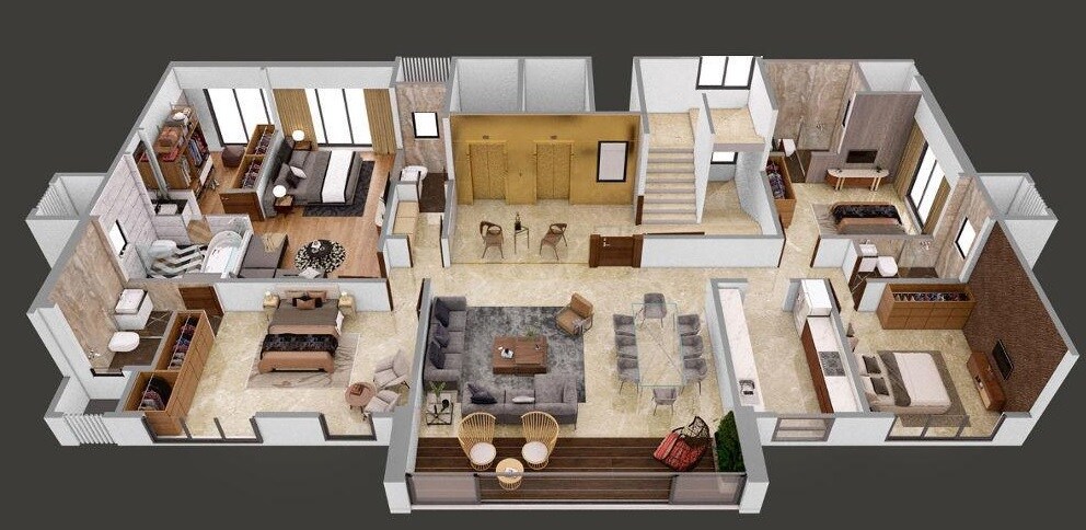 Floor plan of 4 BHK 1104 Sq. Ft. Apartment in Suvidha Garnet M19, Mumbai