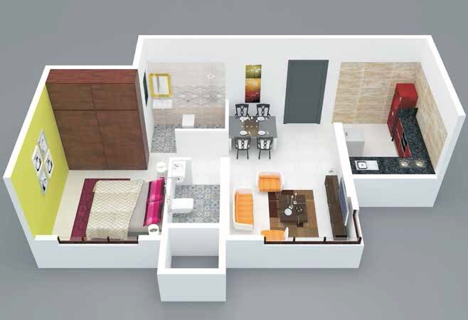 Floor plan of 1 BHK 367 Sq. Ft. Apartment in Suyog Jeevan Anand, Mumbai