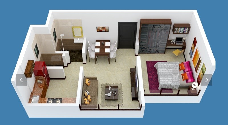 Floor plan of 1 BHK 415 Sq. Ft. Apartment in Suyog Jeevan Anand, Mumbai