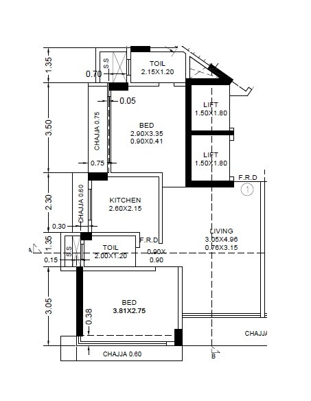 Floor plan of 2 BHK 730 Sq. Ft. Apartment in Svarna Rosemary, Mumbai