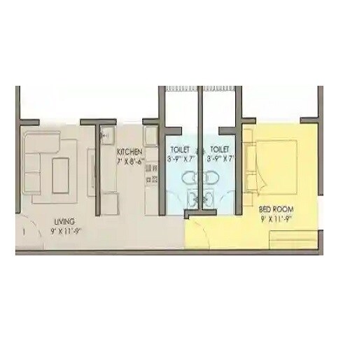 Floor plan of 1 BHK 384 Sq. Ft. Apartment in Swarna Magic Tower, Mumbai
