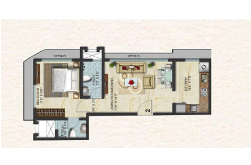 Floor plan of 1 BHK 416 Sq. Ft. Apartment in Swaroop Marvel Gold, Mumbai