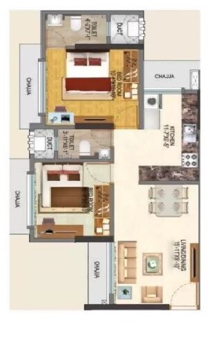 Floor plan of 2 BHK 534 Sq. Ft. Apartment in Swastik Emerald, Mumbai