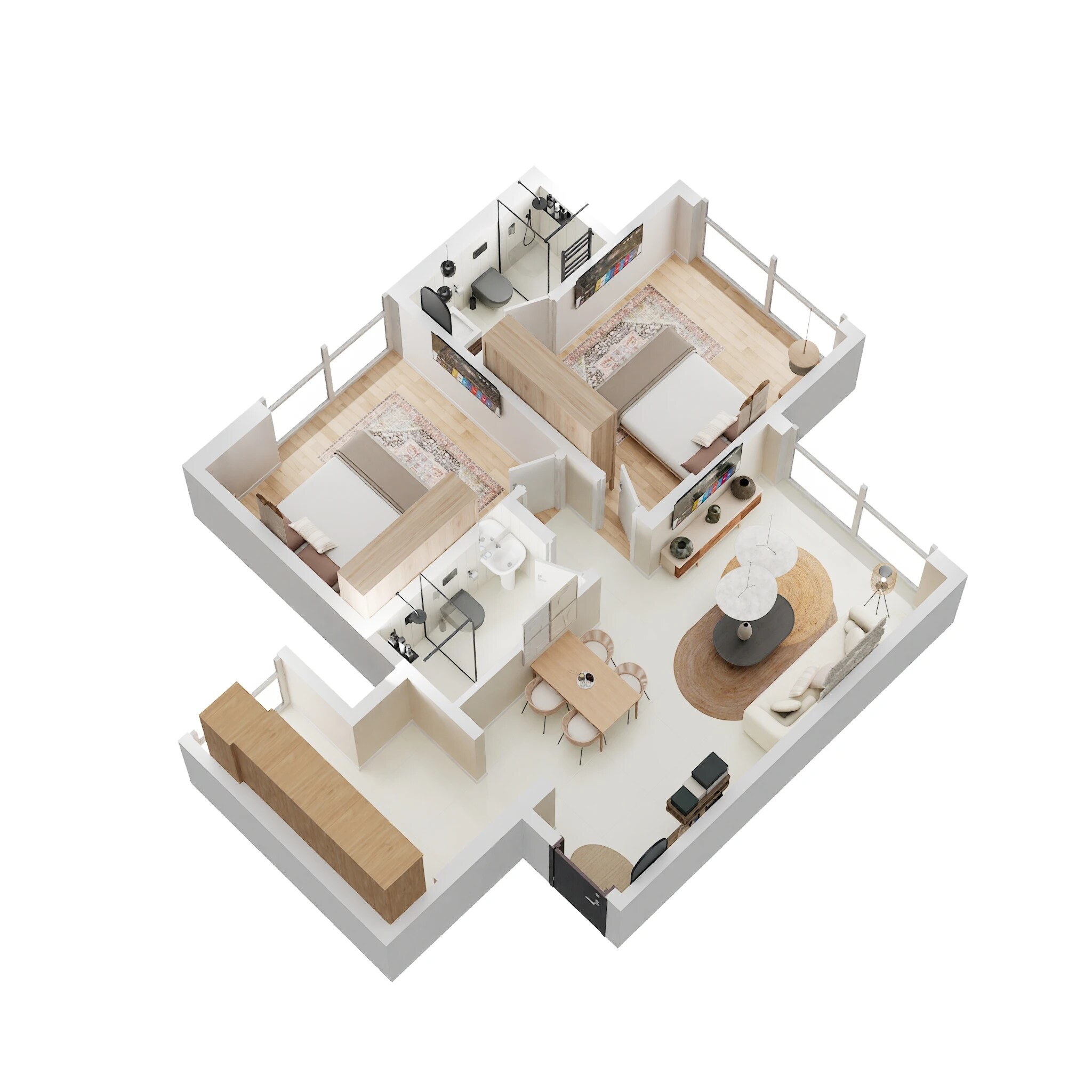 Floor plan of 2 BHK 606 Sq. Ft. Apartment in Swastik Iris Bhandup, Mumbai