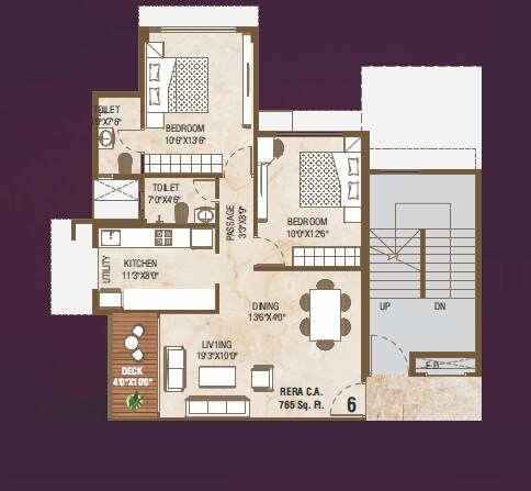 Floor plan of 2 BHK Apartment - 765 sq. ft. in Swastik Prabhasa, Mumbai