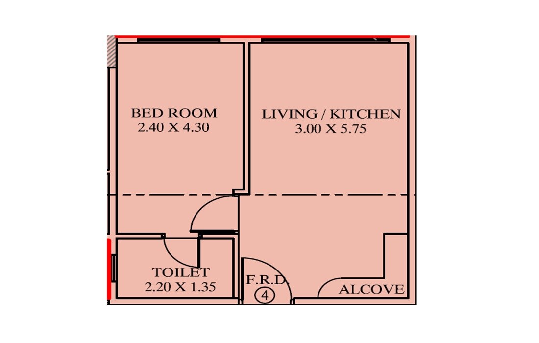Floor plan of 1 BHK 310 Sq. Ft. Apartment in Tanishka Yog Matru Bhoomi, Mumbai