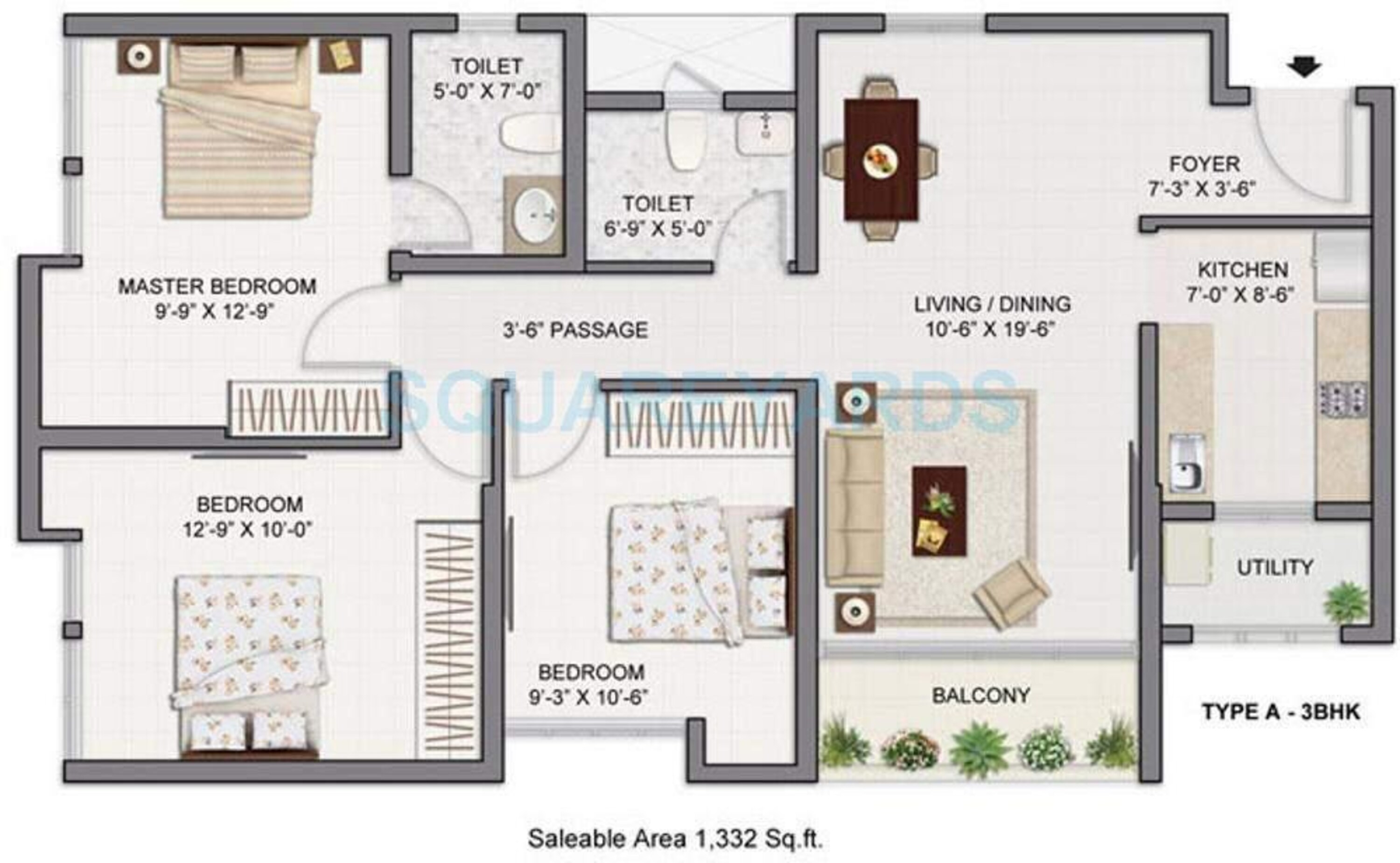 tata amantra apartment 3bhk 1332sqft1
