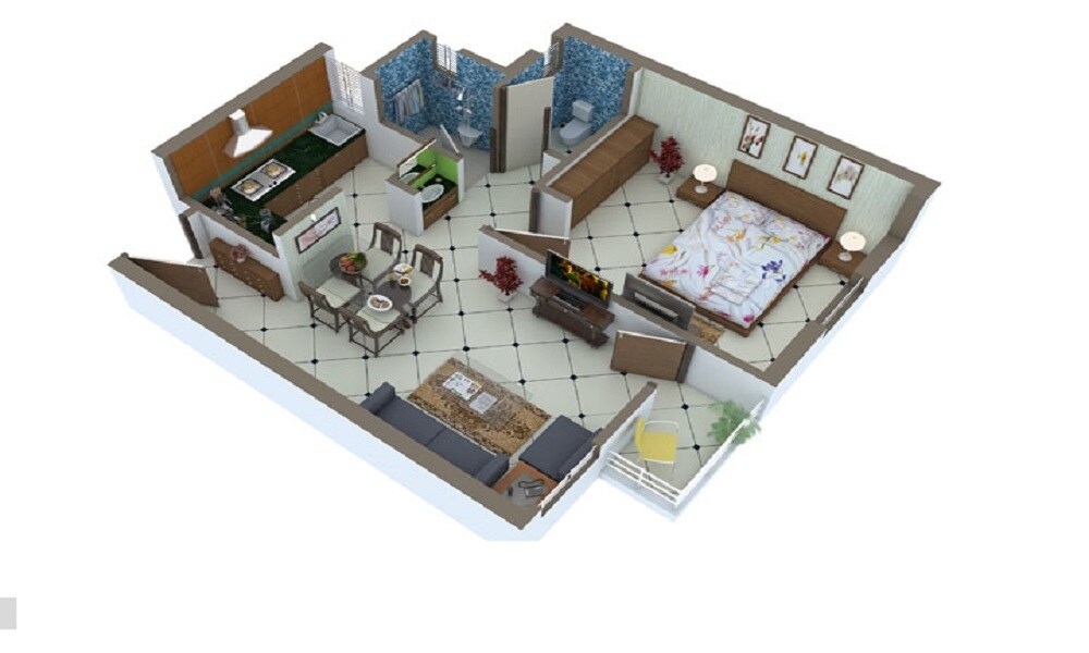 Floor plan of 1 BHK 700 Sq. Ft. Apartment in Tata Symphony, Mumbai