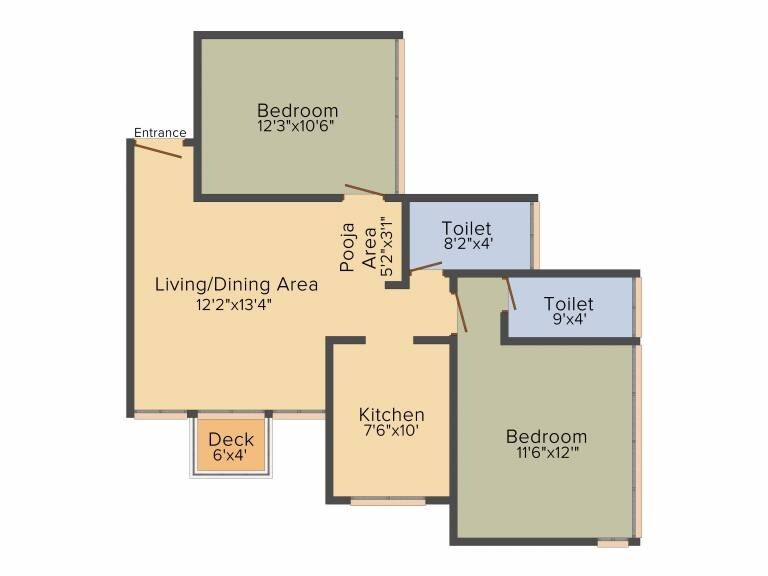 2 BHK 680 Sq. Ft. Apartment