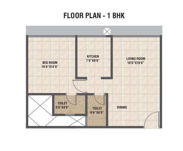 Floor plan of 1 BHK 458 Sq. Ft. Apartment in Teenmurti Summit, Mumbai