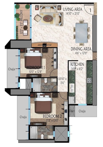 2 BHK Apartment at AL Mantasha The Heavens Palace, Shilphata – for Sale