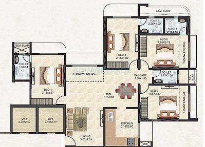 Floor plan of 4 BHK 4454 Sq. Ft. Villa in Thakur Sureshwari Villa, Mumbai