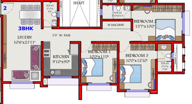 Other, thapar-suburbia 3 Bedroom 918 Sq.Ft. Apartment In Chembur Mumbai 9276671