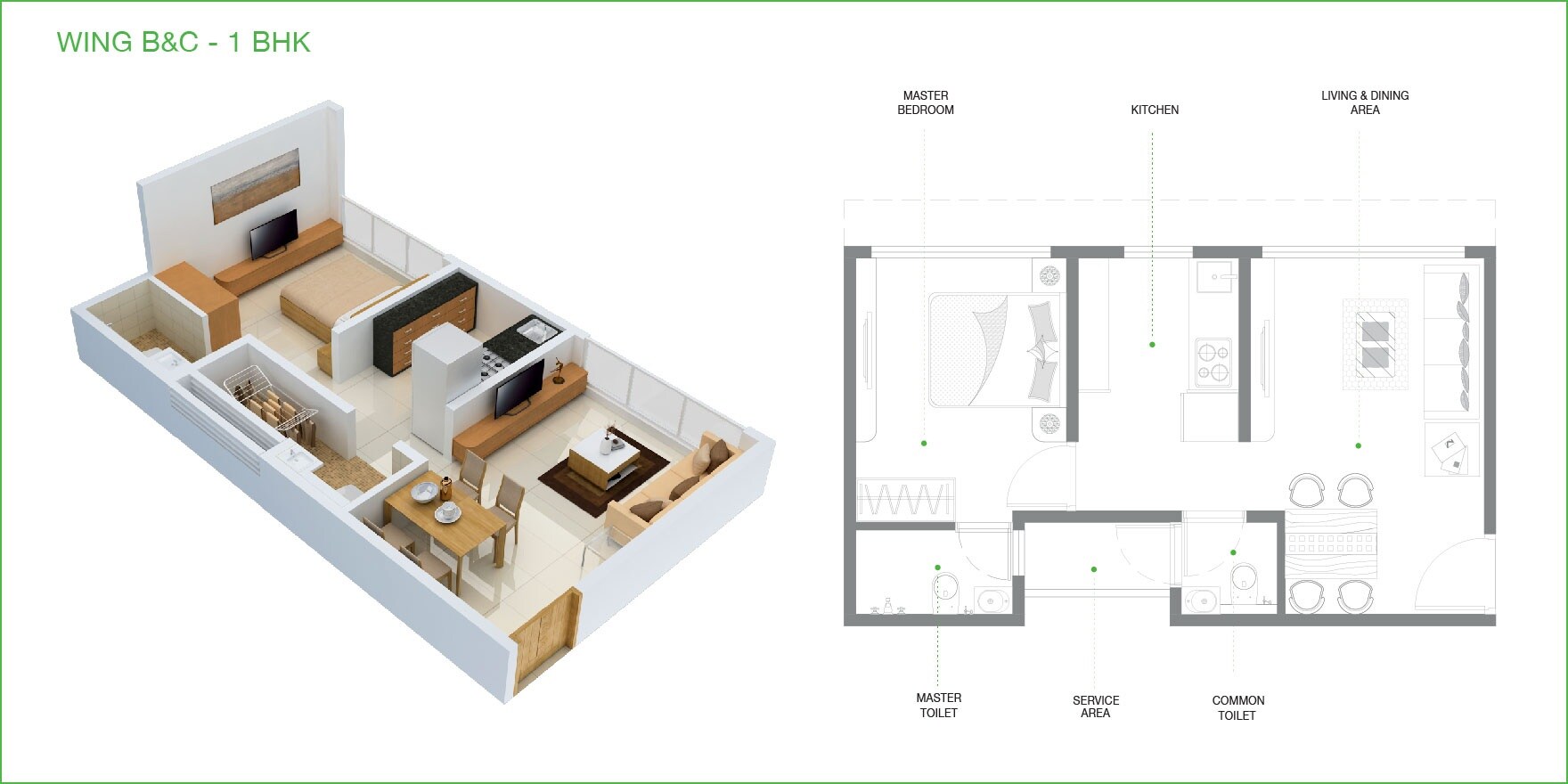 Floor plan of 1 BHK 380 Sq. Ft. Apartment in The Baya Junction, Mumbai
