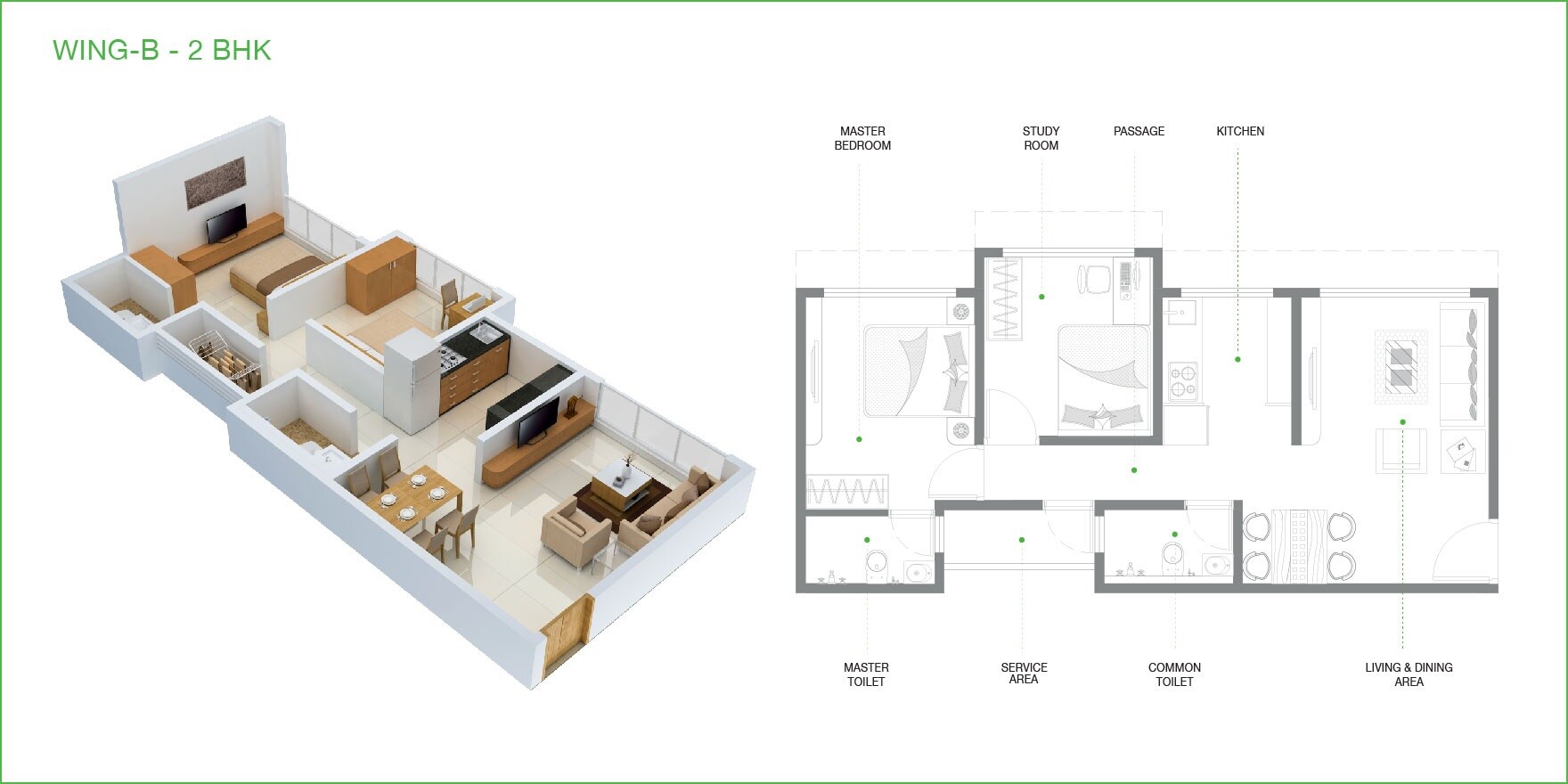 Floor plan of 2 BHK 536 Sq. Ft. Apartment in The Baya Junction, Mumbai