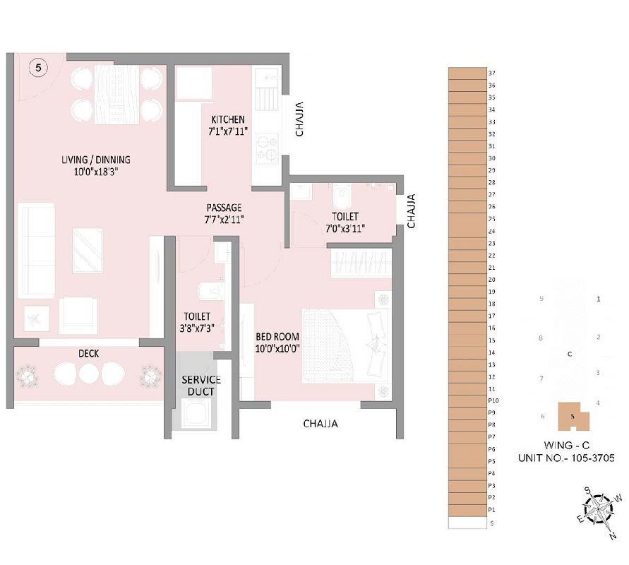 1 BHK 444 Sq. Ft. Apartment in The Baya Sunrise