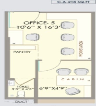Floor plan of 218 Sq. Ft. Office Space in The Orion Business Park, Mumbai