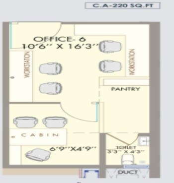 Floor plan of 220 Sq. Ft. Office Space in The Orion Business Park, Mumbai
