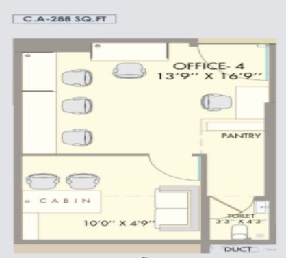 Floor plan of 288 Sq. Ft. Office Space in The Orion Business Park, Mumbai