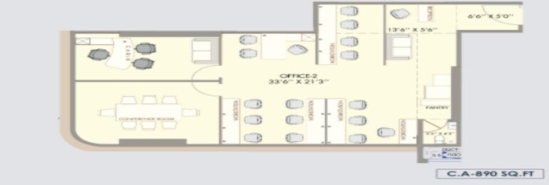 Floor plan of 890 Sq. Ft. Office Space in The Orion Business Park, Mumbai