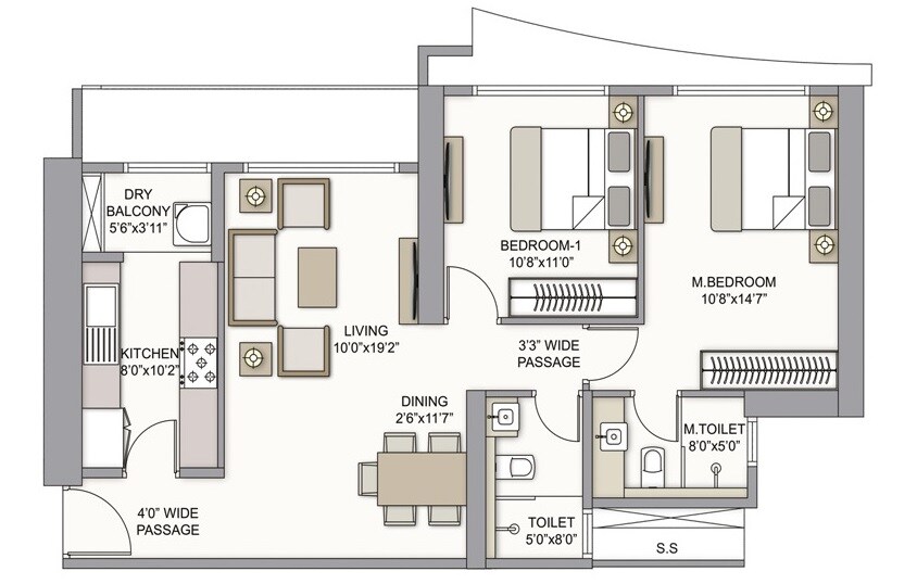  2 BHK Apartment at The Prestige City, Mulund West – for Rent