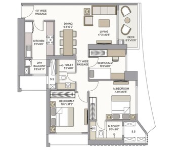  3 BHK Apartment at The Prestige City, Ghati Pada – for Sale